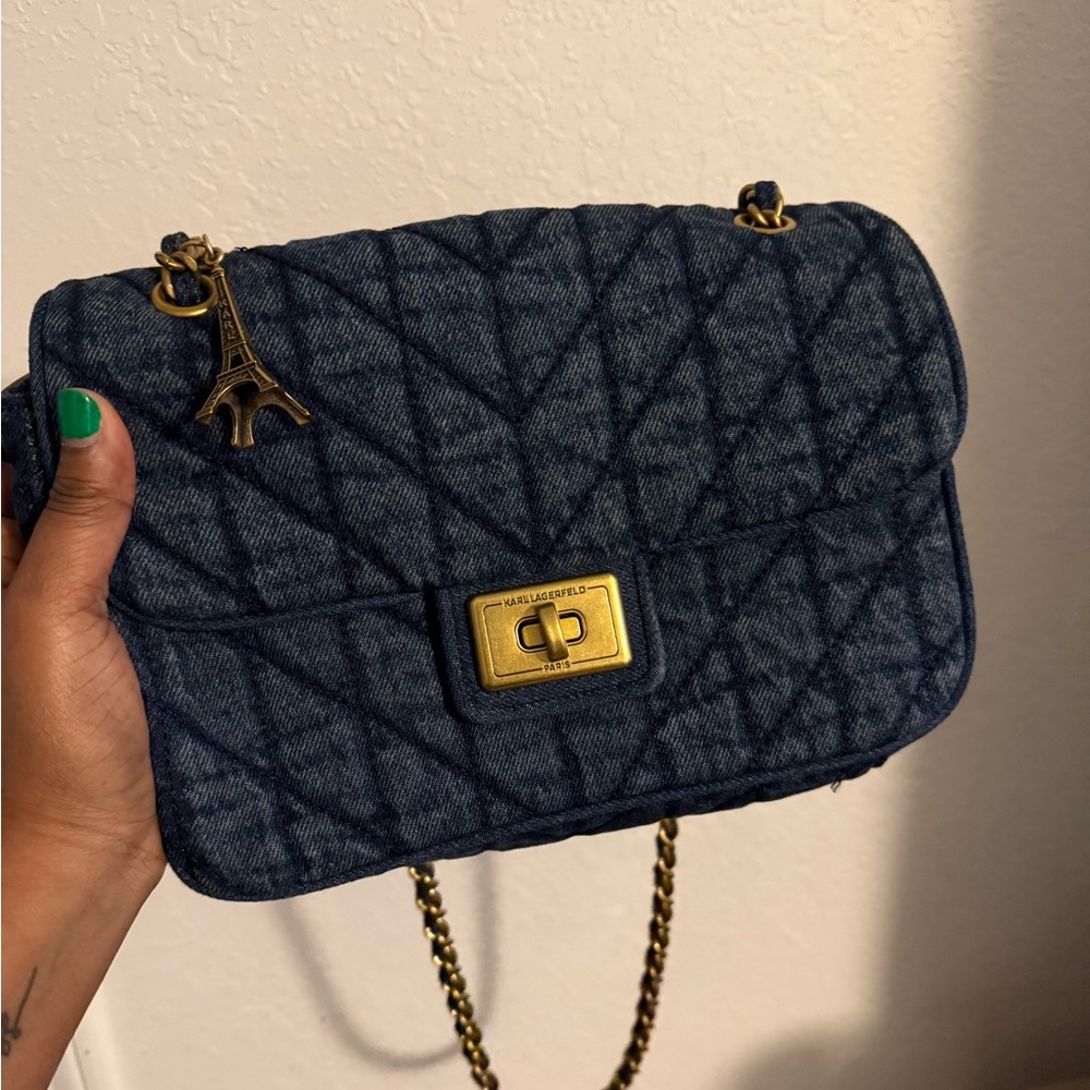 Karl Lagerfeld Blue Quilted Crossbody Bag